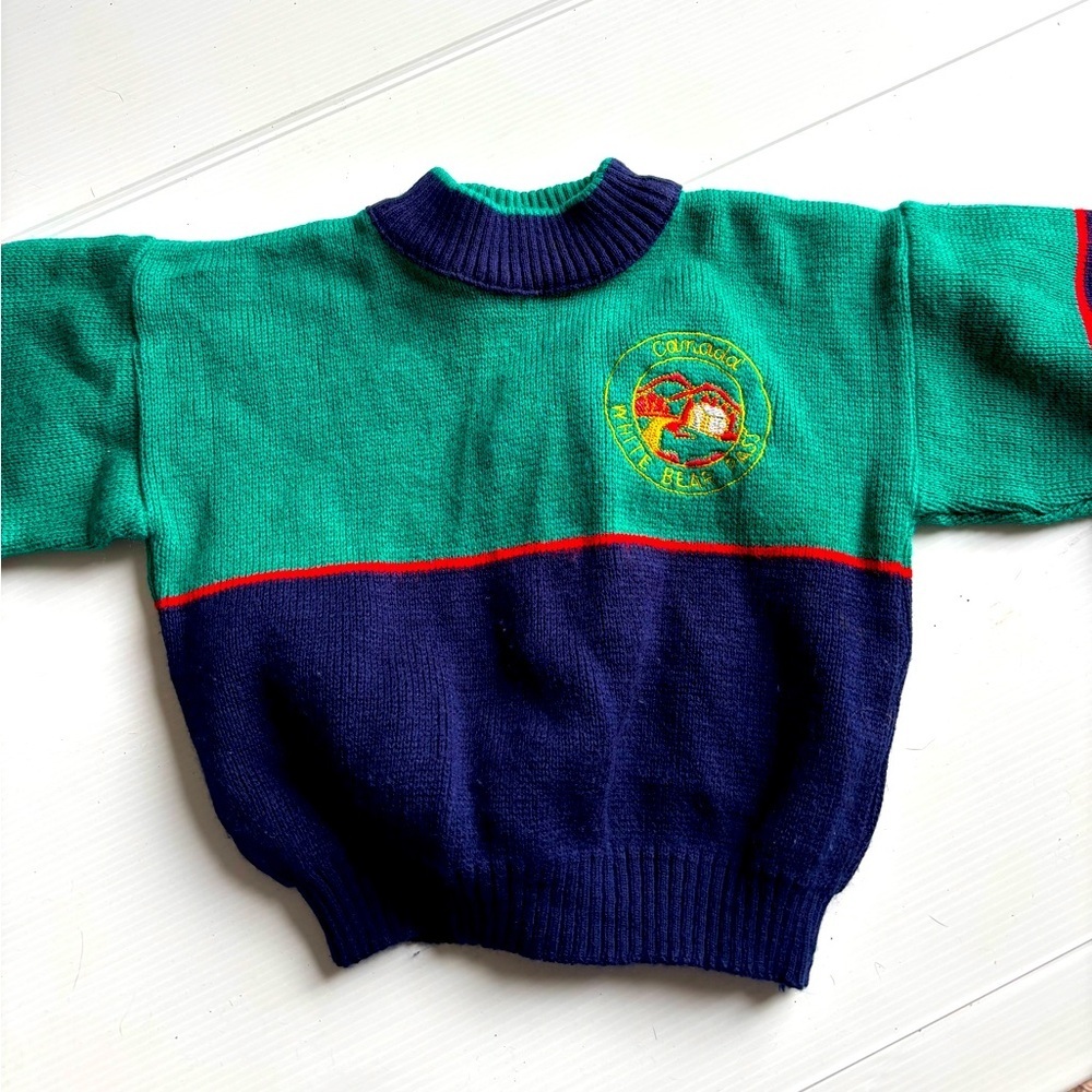 Vintage 90s Knitted Kids Sweater Size 2T Boys